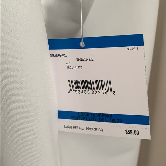 Kasper Plus Vanilla Ice Sleeveless Scallop Trimmed Scoop Neck Top - 1X - Picture 4 of 6